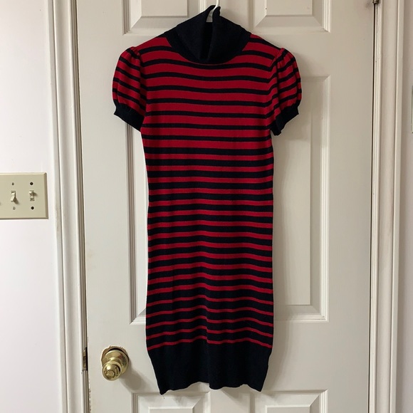 Unbranded Dresses & Skirts - 🌷3 for $25🌷Unbranded, US S, Red & Black Striped Knit Bodycon Turtleneck Dress